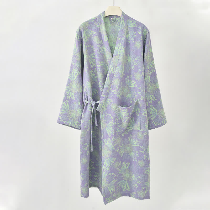 Peach Blossom Cotton Double Gauze Kimono Robe