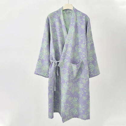 Peach Blossom Cotton Double Gauze Kimono Robe