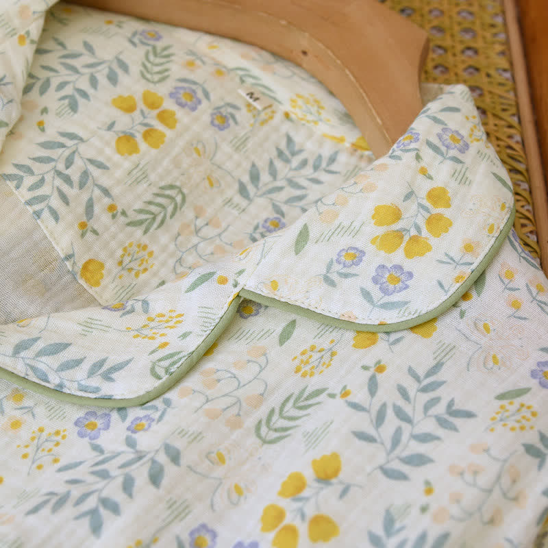 Tulip & Leaf Cotton Gauze Pajama Set