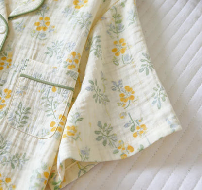 Tulip & Leaf Cotton Gauze Pajama Set