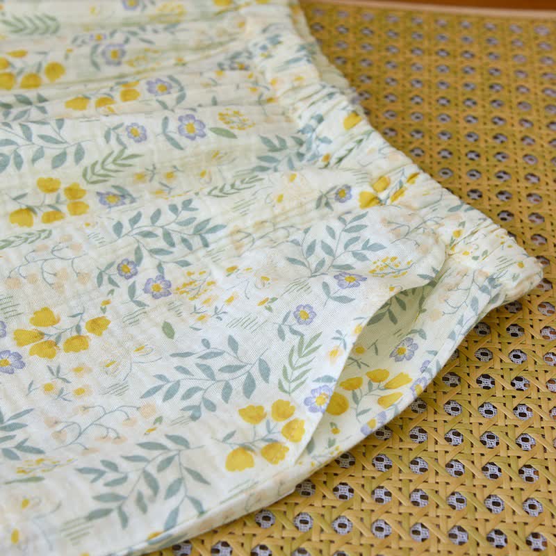 Tulip & Leaf Cotton Gauze Pajama Set