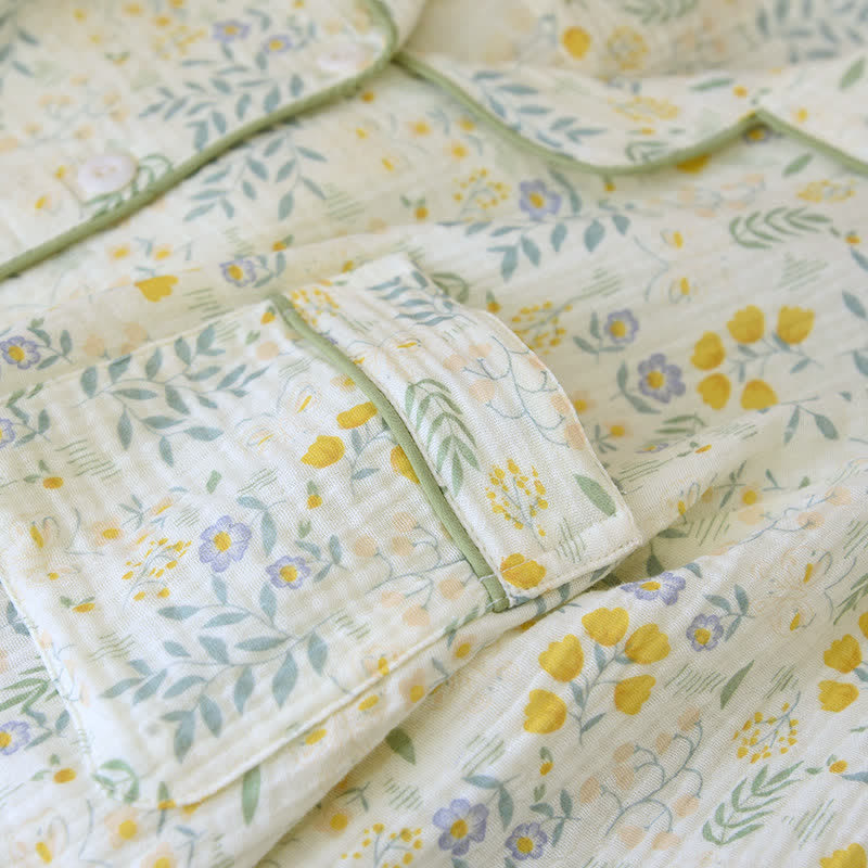 Tulip & Leaf Cotton Gauze Pajama Set