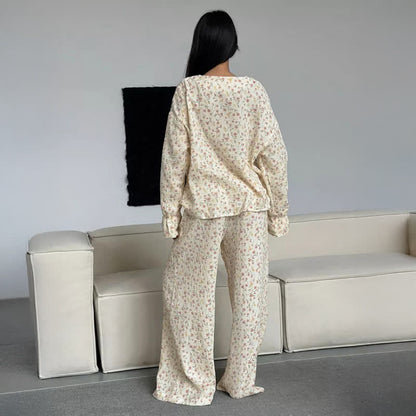 Cotton V-Neck Floral Pajama Set