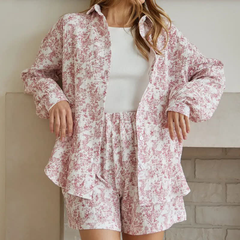 Abstract Art Style Cotton Pajama Set