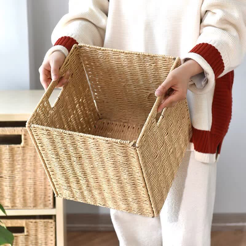 Minimalist Rattan-Style Collapsible Storage Basket