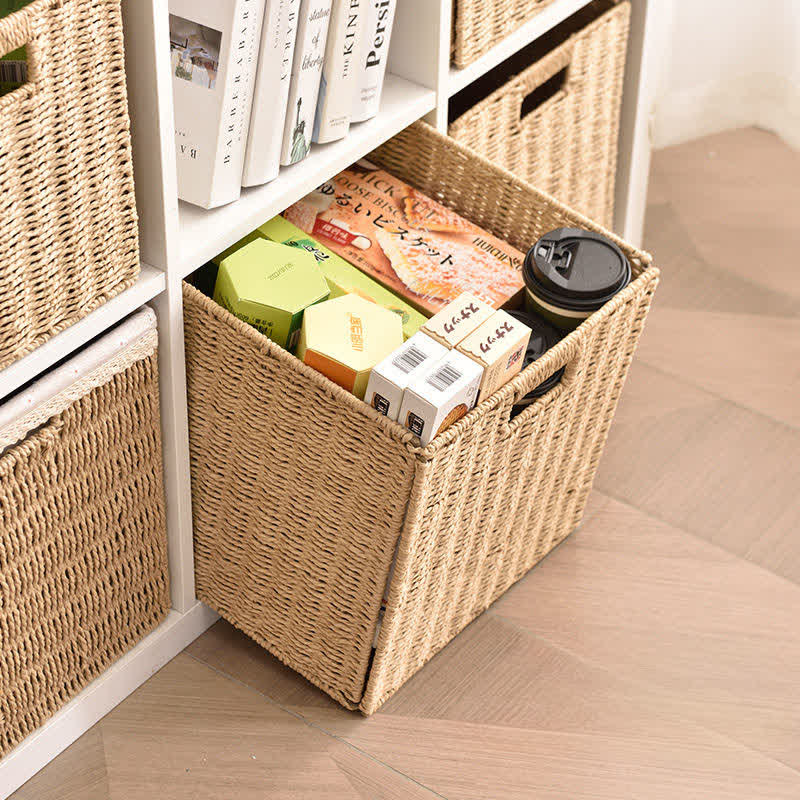 Minimalist Rattan-Style Collapsible Storage Basket