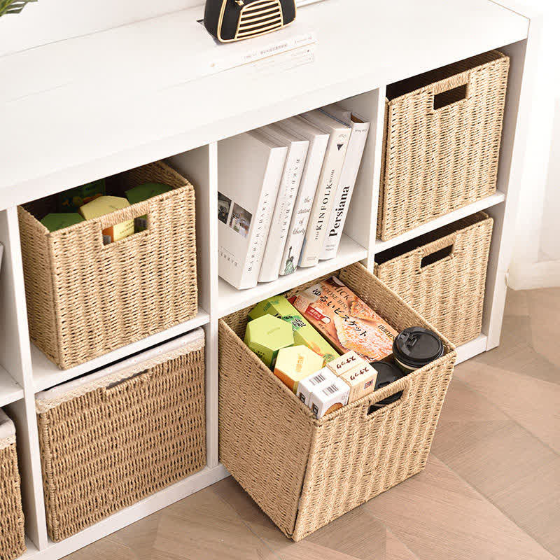 Minimalist Rattan-Style Collapsible Storage Basket