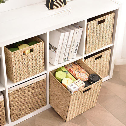 Minimalist Rattan-Style Collapsible Storage Basket