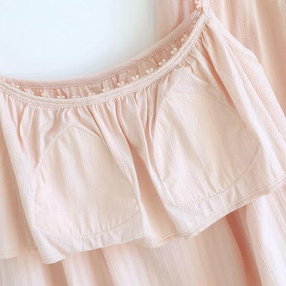 Cotton Jacquard Camisole Pajamas with Floral Detail