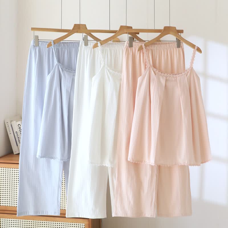 Cotton Jacquard Camisole Pajama Set