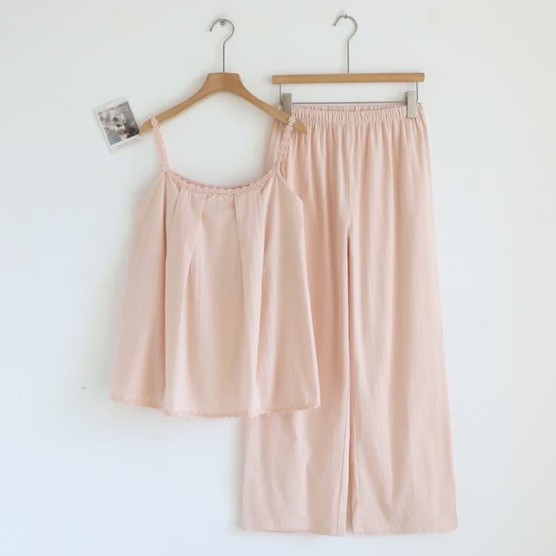 Cotton Jacquard Camisole Pajama Set