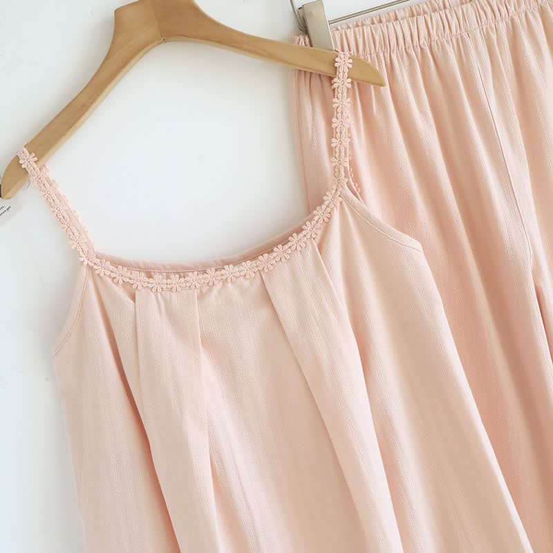 Cotton Jacquard Camisole Pajama Set