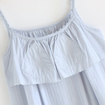 Cotton Jacquard Camisole Nightgown with Floral Detail
