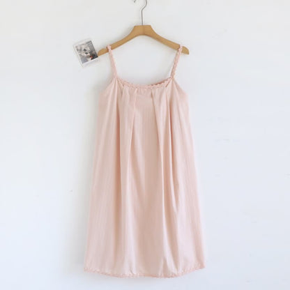 Cotton Jacquard Camisole Nightgown with Floral Detail