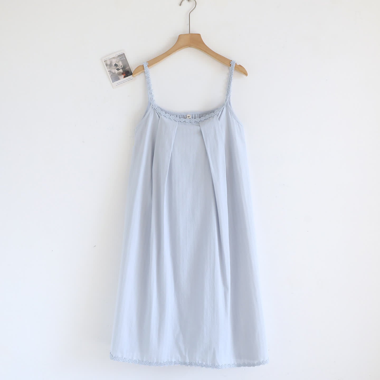 Cotton Jacquard Camisole Nightgown with Floral Detail