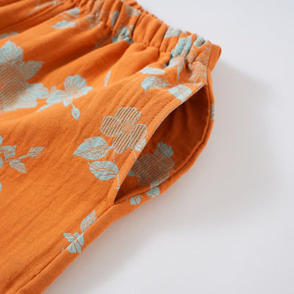 Vintage Asian Inspired Floral Cotton Pajamas