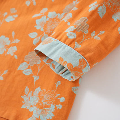Vintage Asian Inspired Floral Cotton Pajamas