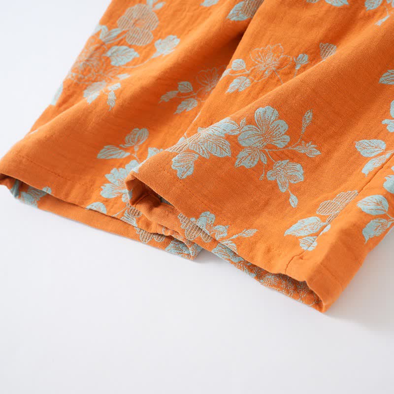 Vintage Asian Inspired Floral Cotton Pajamas