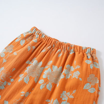 Vintage Asian Inspired Floral Cotton Pajamas