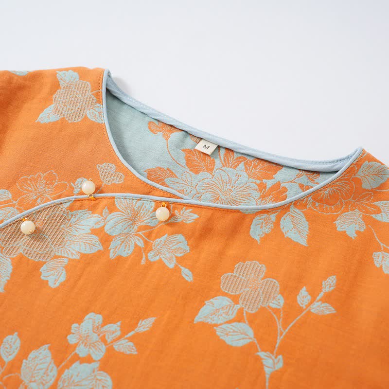 Vintage Asian Inspired Floral Cotton Pajamas