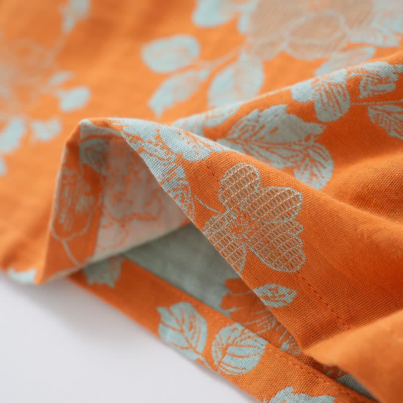 Vintage Asian Inspired Floral Cotton Pajamas