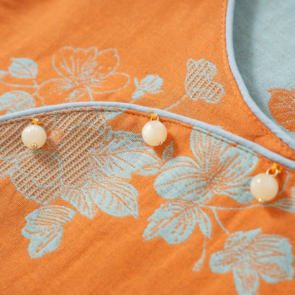 Vintage Asian Inspired Floral Cotton Pajamas