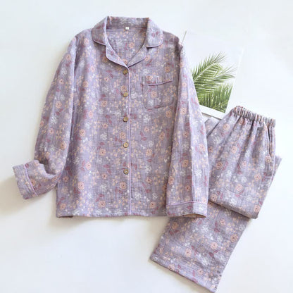 Vintage-Inspired Rose Jacquard Cotton Pajama Set