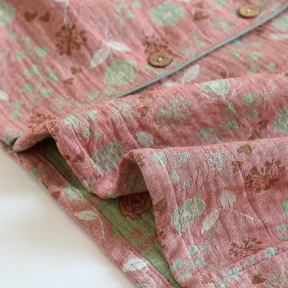 Vintage-Inspired Rose Jacquard Cotton Pajama Set