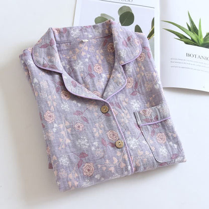 Vintage-Inspired Rose Jacquard Cotton Pajama Set