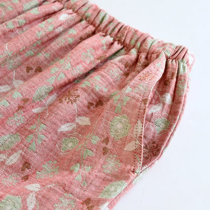 Vintage-Inspired Rose Jacquard Cotton Pajama Set