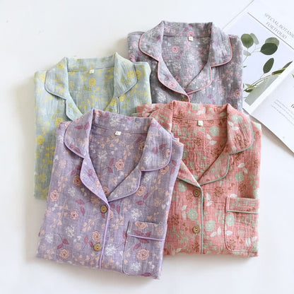 Vintage-Inspired Rose Jacquard Cotton Pajama Set