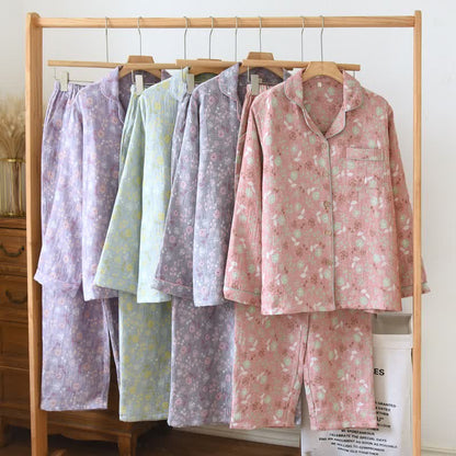 Vintage-Inspired Rose Jacquard Cotton Pajama Set