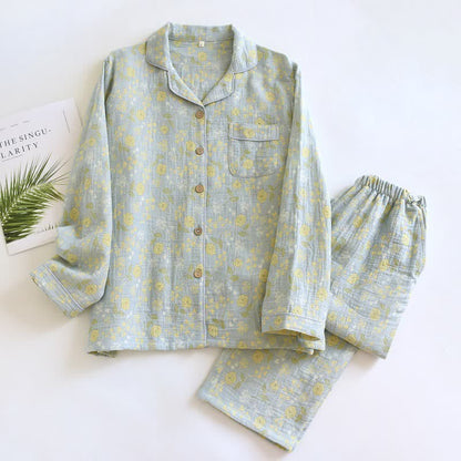 Vintage-Inspired Rose Jacquard Cotton Pajama Set