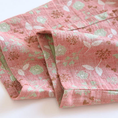 Vintage-Inspired Rose Jacquard Cotton Pajama Set