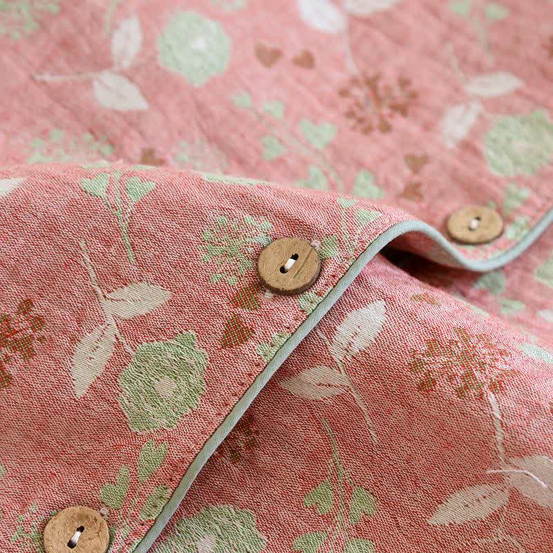 Vintage-Inspired Rose Jacquard Cotton Pajama Set