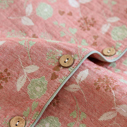 Vintage-Inspired Rose Jacquard Cotton Pajama Set