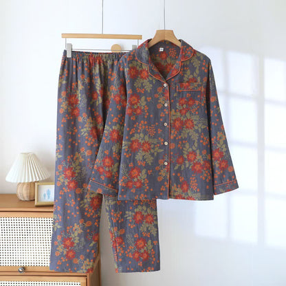 Vintage-Inspired Floral Cotton Gauze Pajamas