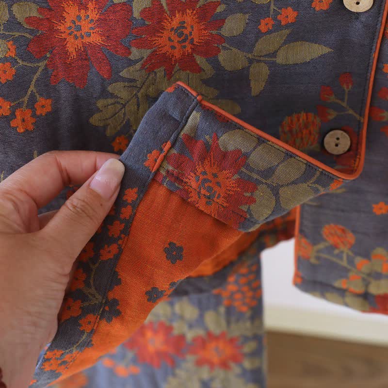 Vintage-Inspired Floral Cotton Gauze Pajamas