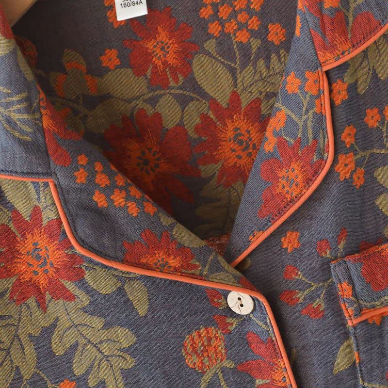 Vintage-Inspired Floral Cotton Gauze Pajamas