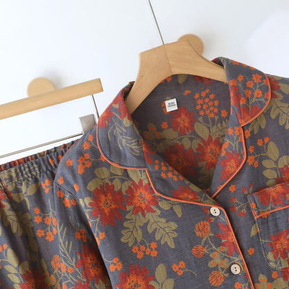 Vintage-Inspired Floral Cotton Gauze Pajamas