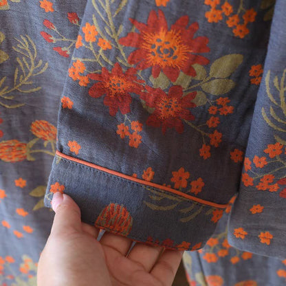 Vintage-Inspired Floral Cotton Gauze Pajamas