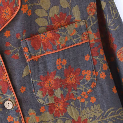 Vintage-Inspired Floral Cotton Gauze Pajamas