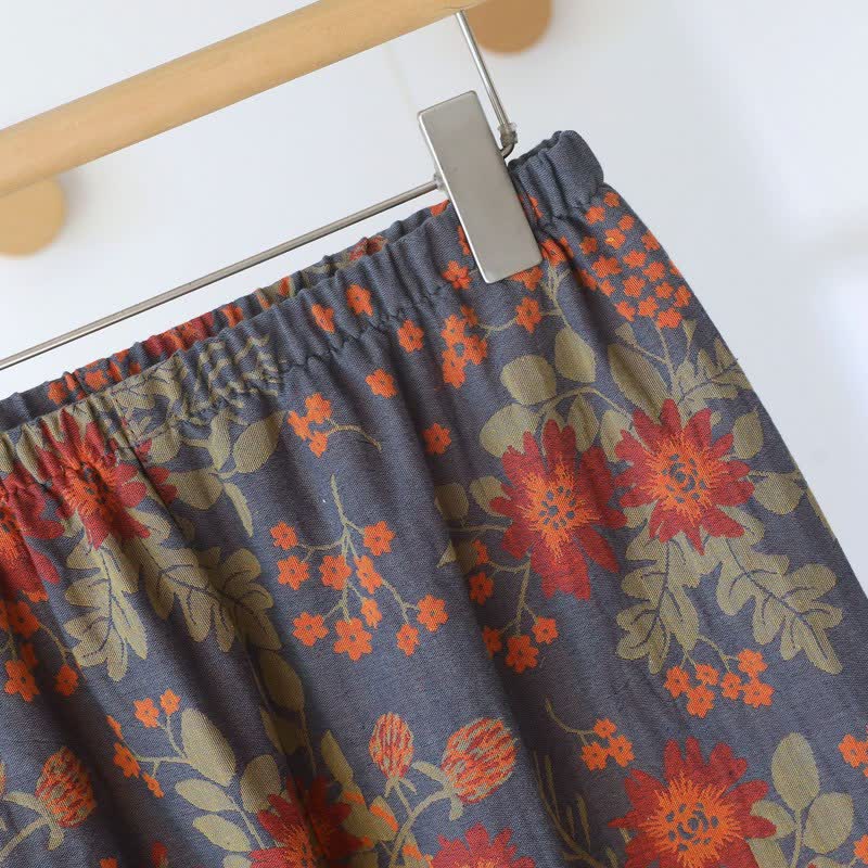 Vintage-Inspired Floral Cotton Gauze Pajamas