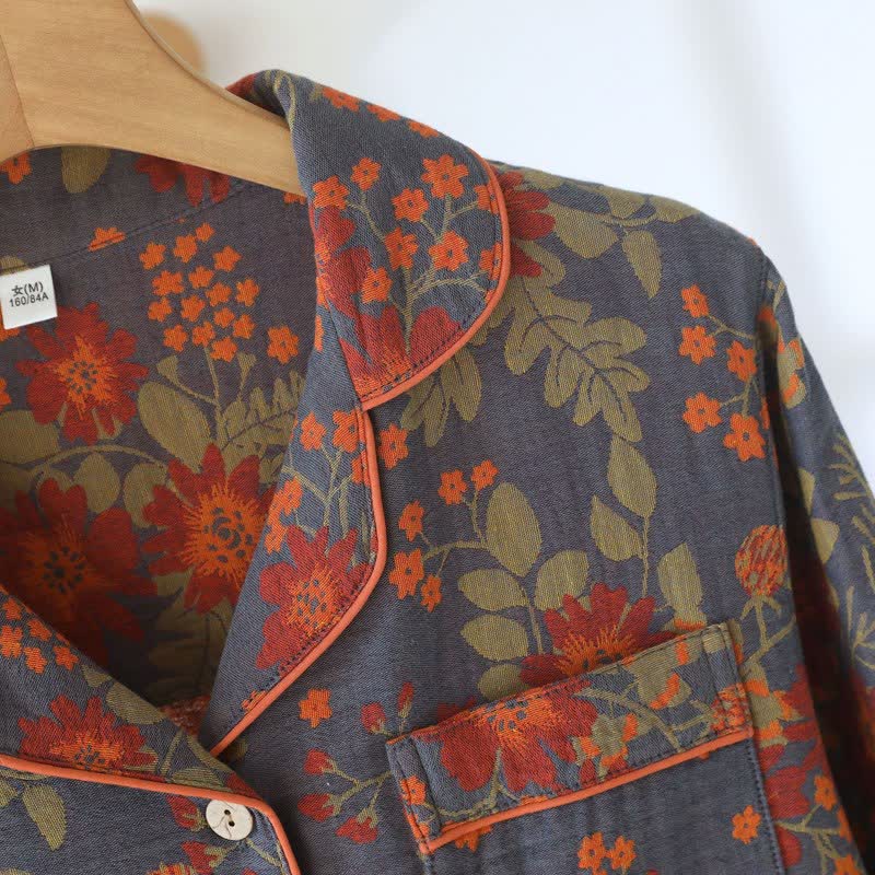 Vintage-Inspired Floral Cotton Gauze Pajamas