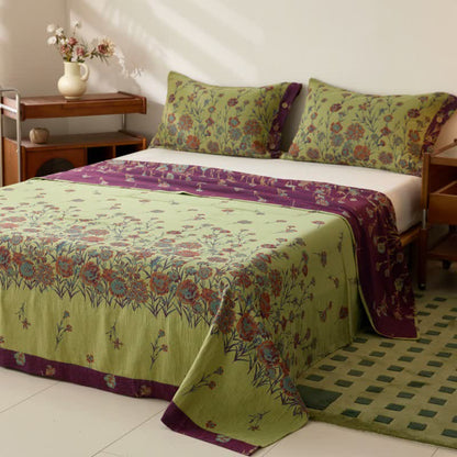 Luxurious Floral Cotton Double Gauze Bedspread
