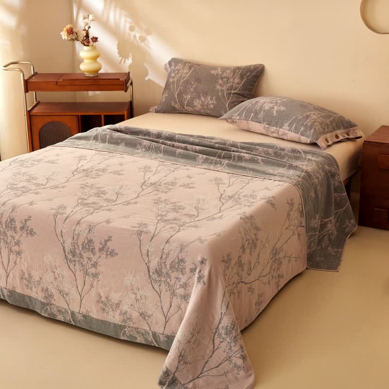 Nature-Inspired Tree Cotton Double Gauze Bedspread