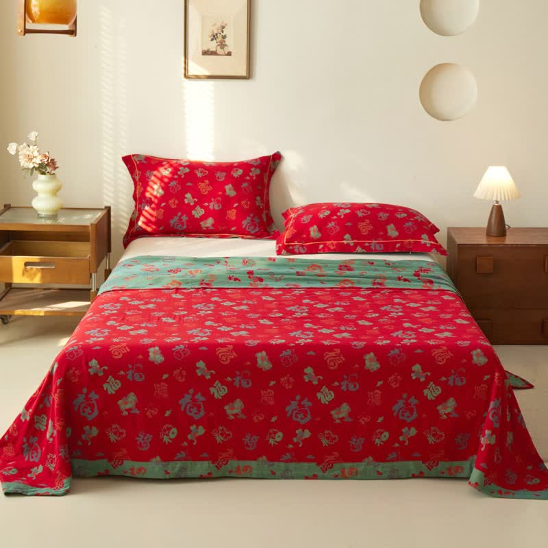 Oriental Horse Cotton Double Gauze Bedspread