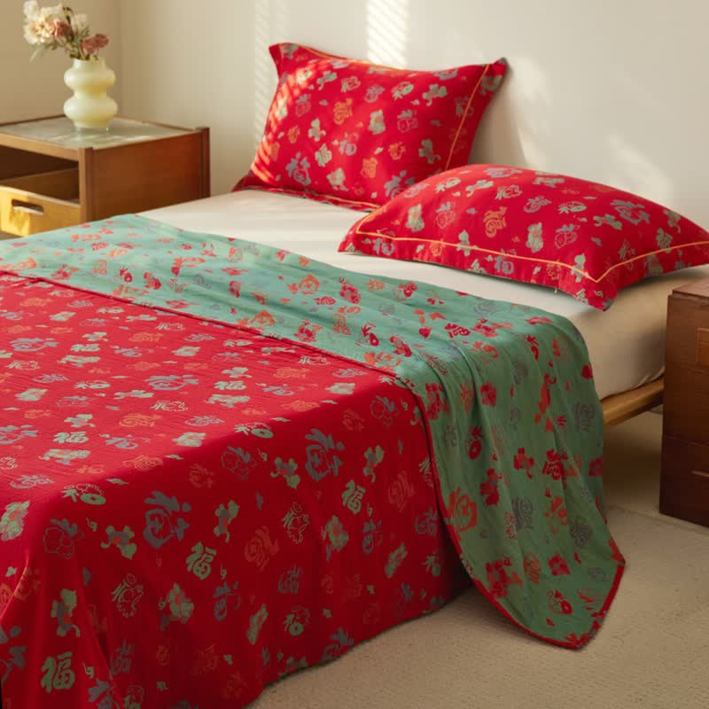 Oriental Horse Cotton Double Gauze Bedspread
