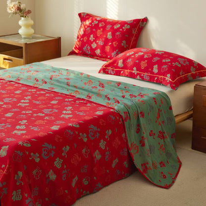 Oriental Horse Cotton Double Gauze Bedspread