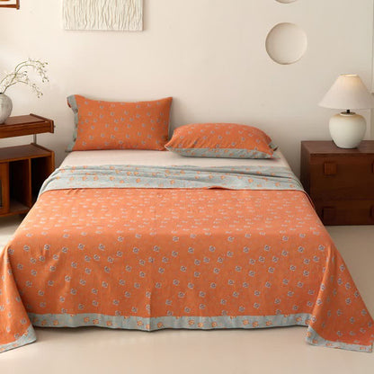 Country Style Floral Cotton Double Gauze Bedspread